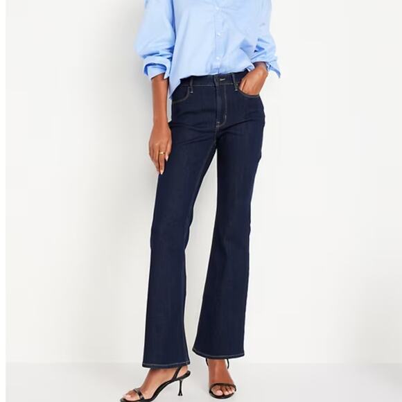 Old Navy High Rise Wow Flare Jeans Dark Wash High Waist Jeans Flared Size 8 - Picture 2 of 7